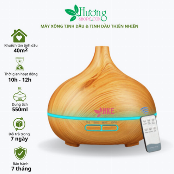 Máy Xông Tinh Dầu Cổ Cao 550ml - Màu Vàng